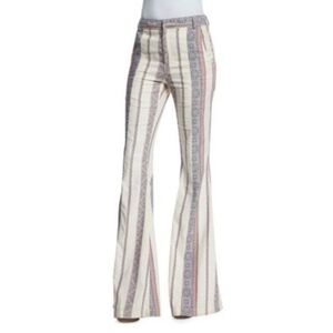 Derek Lam 10 Crosby striped/linen chino flare leg pants